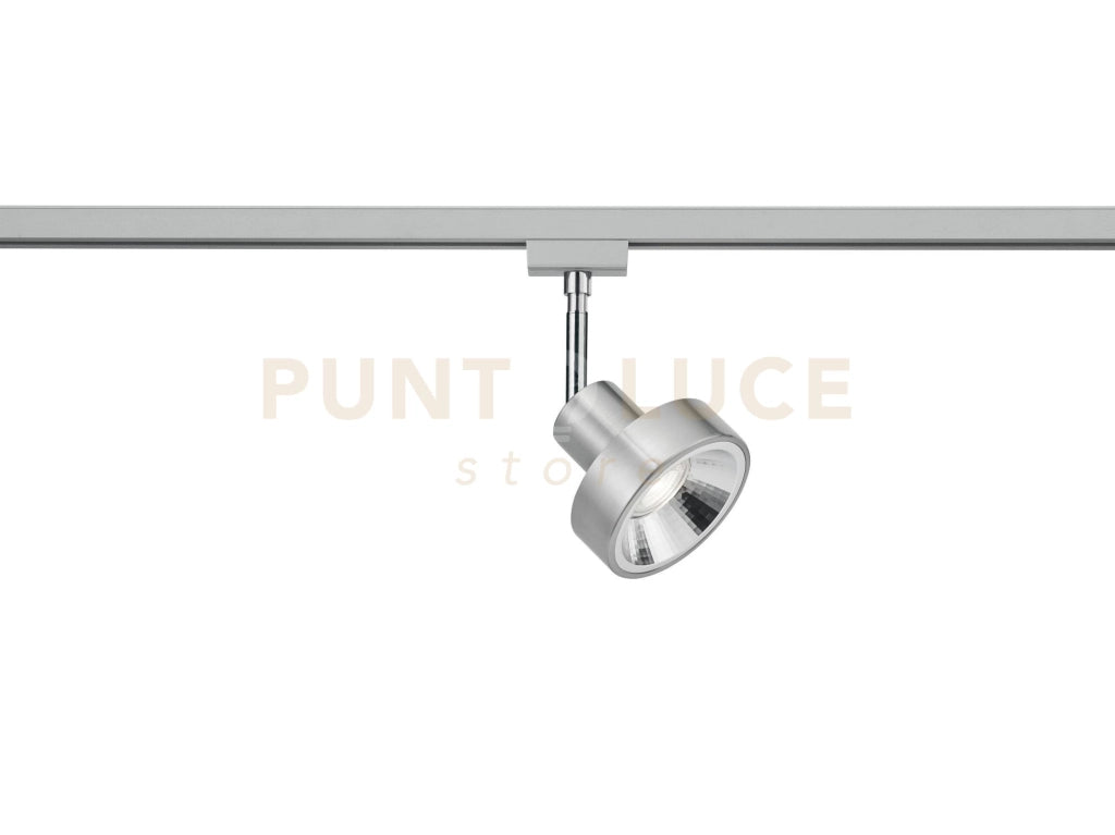 DUOLINE LEON SPOT ORIENTABILE METALLO ACCIAIO SATINATO L. 11CM 1 LUCE ATTACCO GU10 PER SISTEMA BINARIO