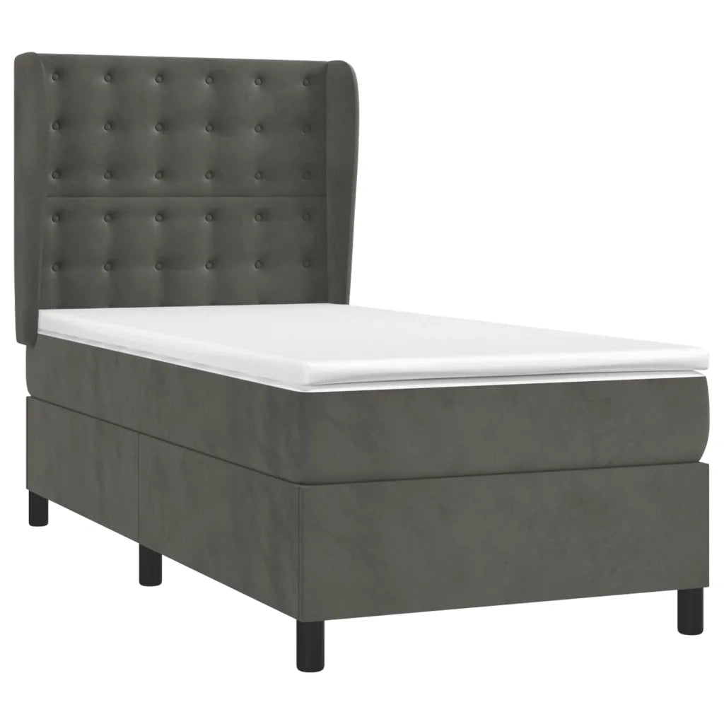 Giroletto a Molle con Materasso Grigio Scuro 90x200 cm Vellutocod mxl 74331