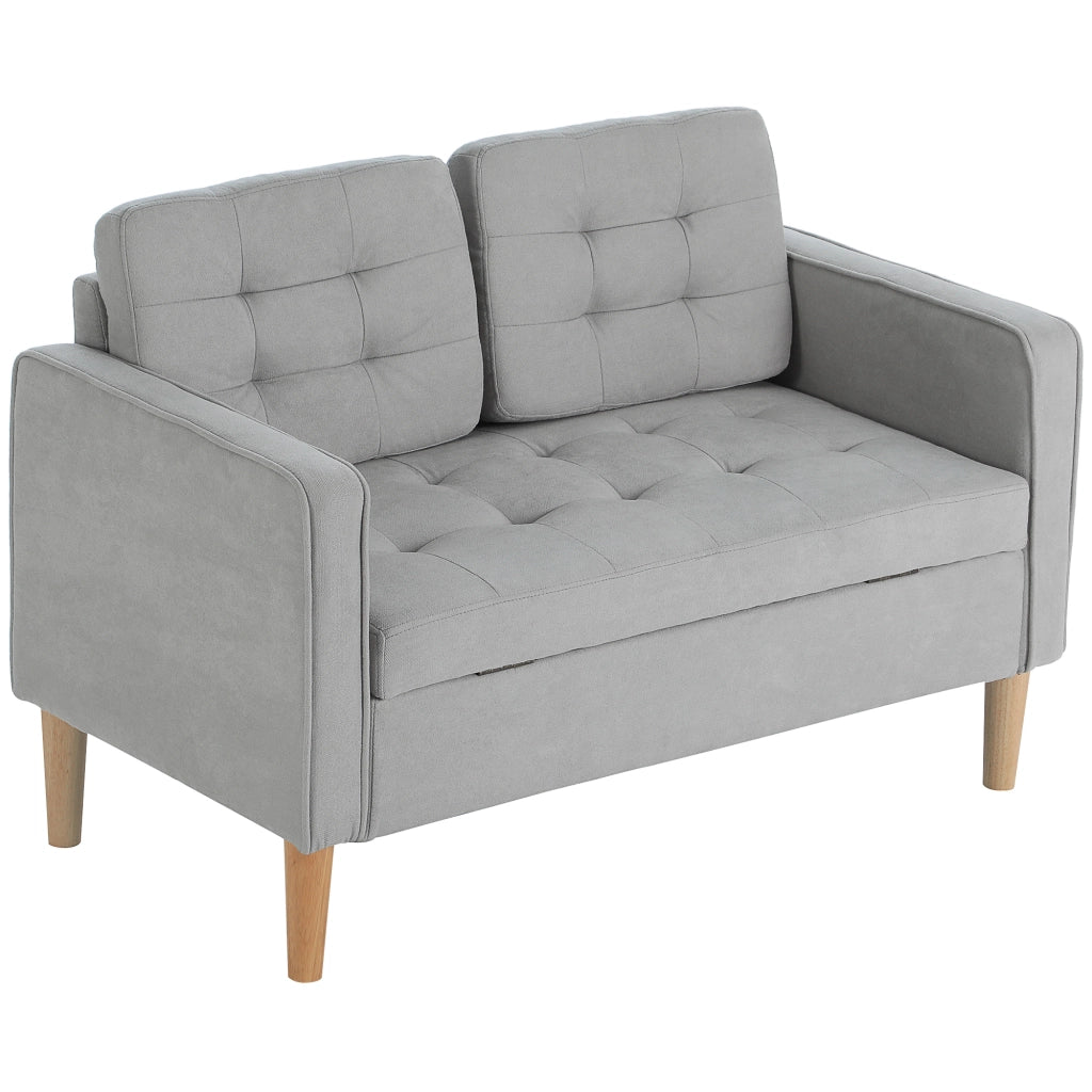 Divano 2 posti con contenitore e cuscini ¨C zephmum ¨C grigio chiaro 117x62x78