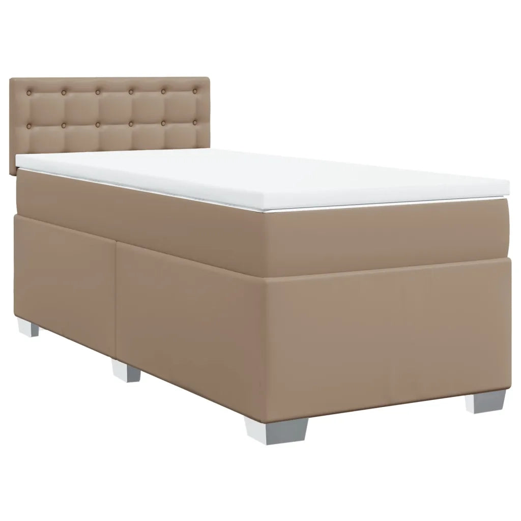 vidaXL Giroletto a Molle con Materasso Cappuccino 90x190 cm Similpelle