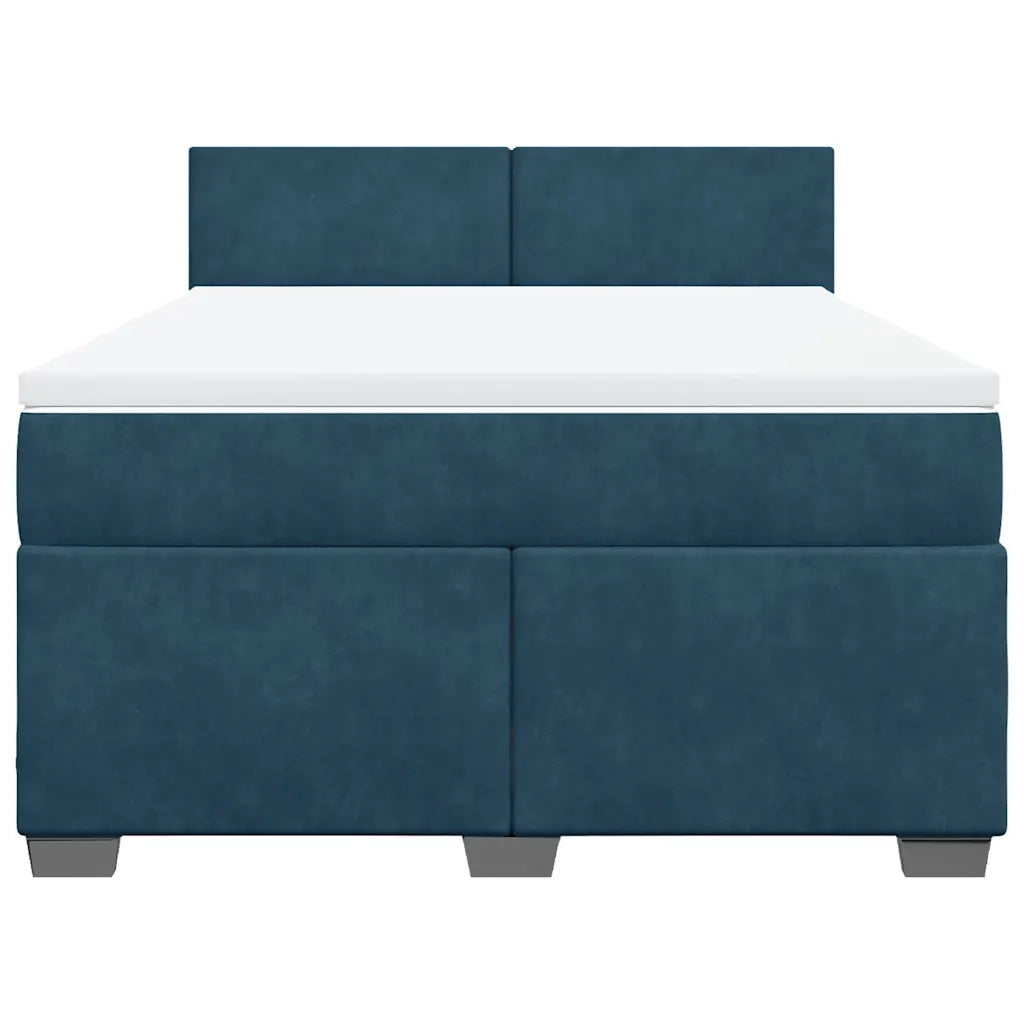 vidaXL Giroletto a Molle con Materasso Blu 140x200 cm in Velluto