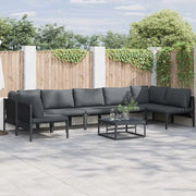 Set Divano da Giardino con cuscino 7 pcs Nero Acciaio 3378981