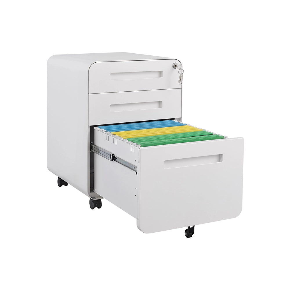 Armoire a dossiers mobile - Xylo - 3 cassetti 5 ruote - Bianco resistente umidita