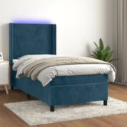 Letto a Molle con Materasso e LED Blu Scuro 80x200cm in Velluto 3139413