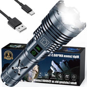 150.000 lumen lampa estremamente luminosa con XHP160.5 USB ricaricabile - 6 modalità di illuminazione - IP67 impermeabile - per camping e emergenze all'aperto - grigio