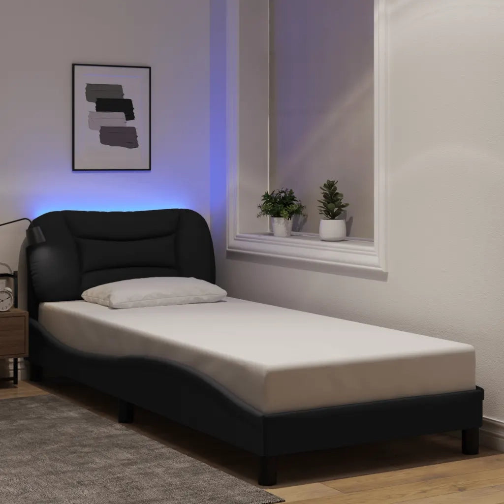Giroletto con LED senza Materasso Hvar Nero 80x200 cm Tessuto