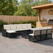 Set Divano da Giardino 11 pz Nero e Bianco Crema polyrattan 3435247