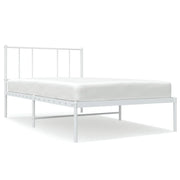 Letto singolo | Letto per adulti | Giroletto con Testiera Metallo Bianco 90x190 cm