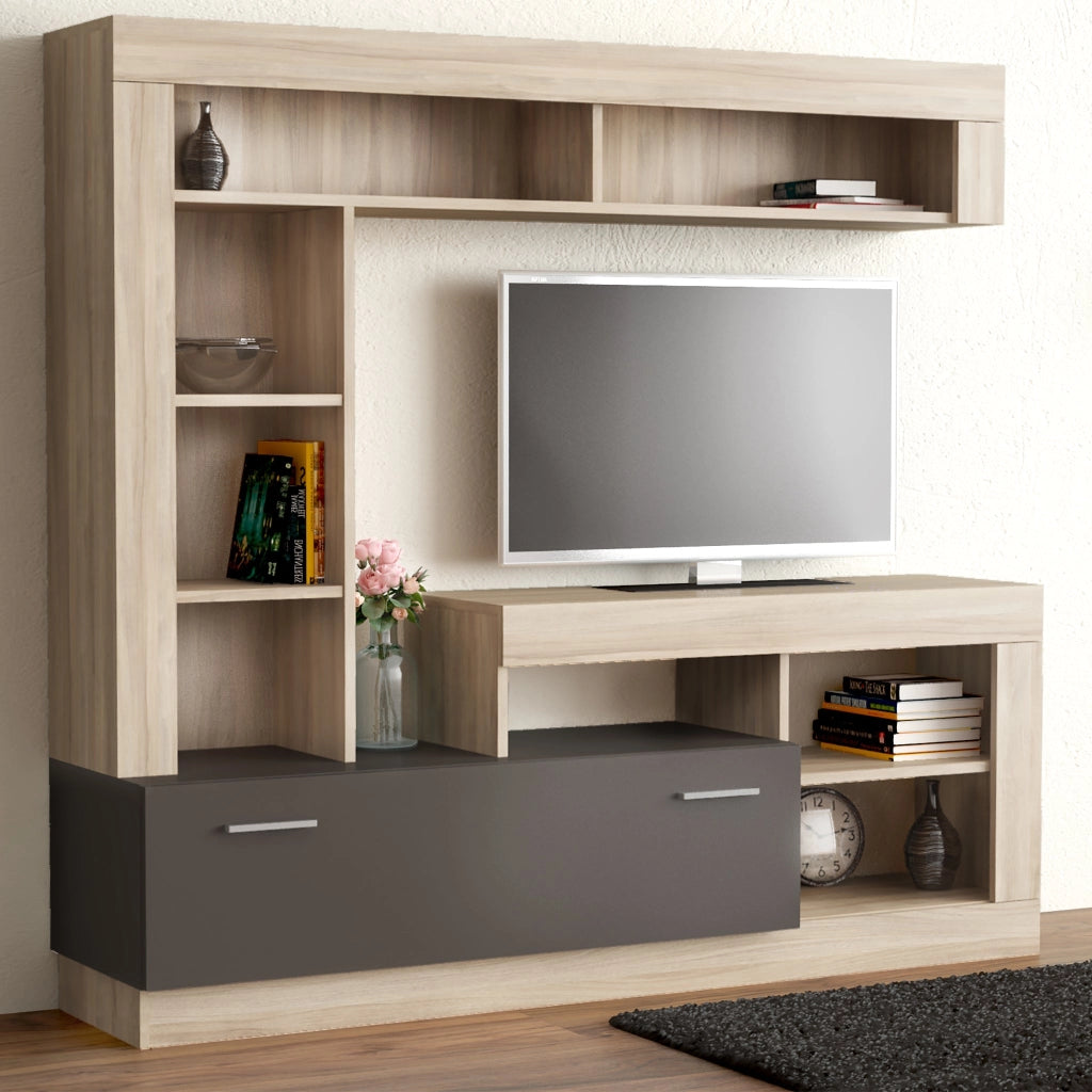 Parete Attrezzata per Soggiorno in Legno Composito cm 185x40x90 - GABE
