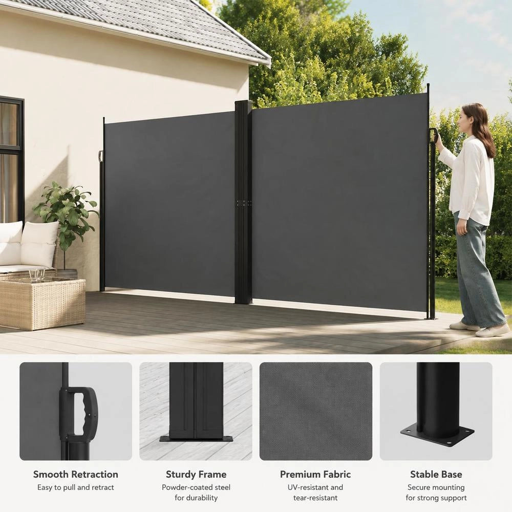 Extendable Side Awning, Anthracite, 200x600 Cm