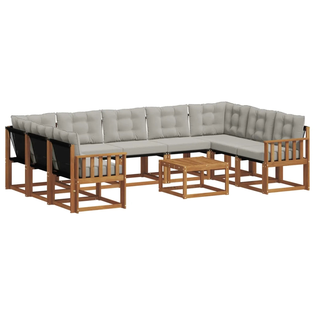 Set di divani da esterno 10 pcs Grigio Naturale e Chiaro