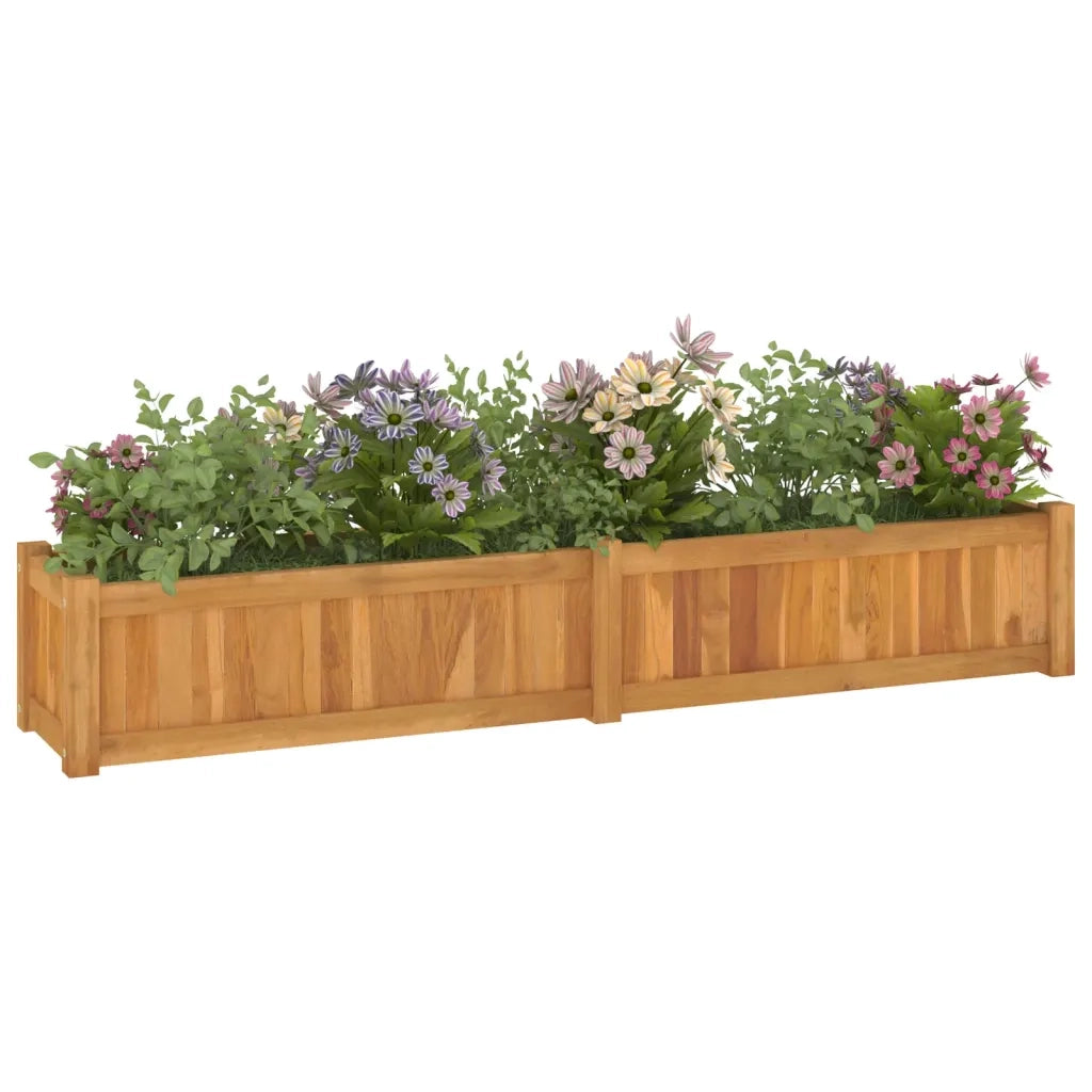Fioriere | Cassetta per fiori | Letto Giardino Rialzato 150x30x25 cm Legno Massello di Teak