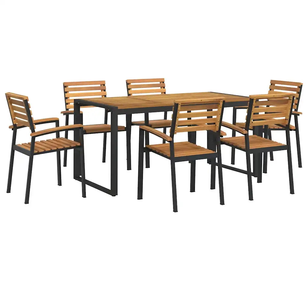 Set Pranzo da Giardino 7 pz Legno Massello di Acacia e Metallo 3155409