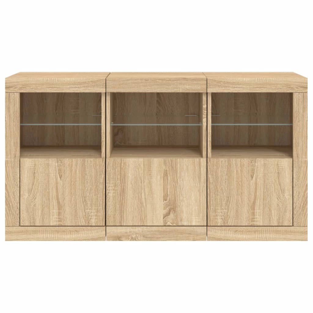 Buffet credenza cassettiera armadio mobile contenitore organizer per cucina soggiorno salotto con luci LED Sonoma 123 x 37 x 67 cm marrone 02_0029936