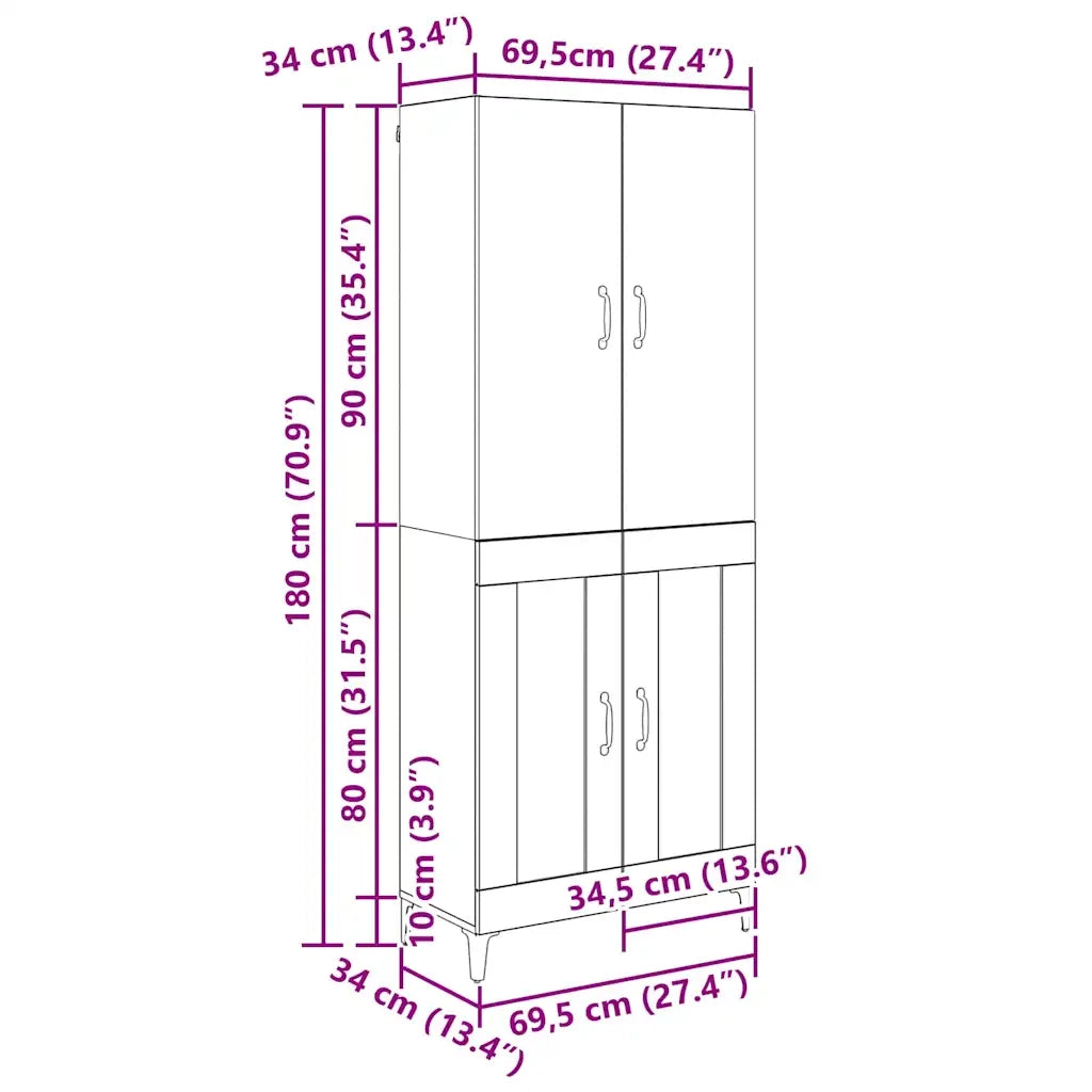 Credenza Rovere artigianale 69,5 x 34 x 180 cm 3403587