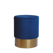 Pouf contenitore Nano in velluto blu scuro con base dorata