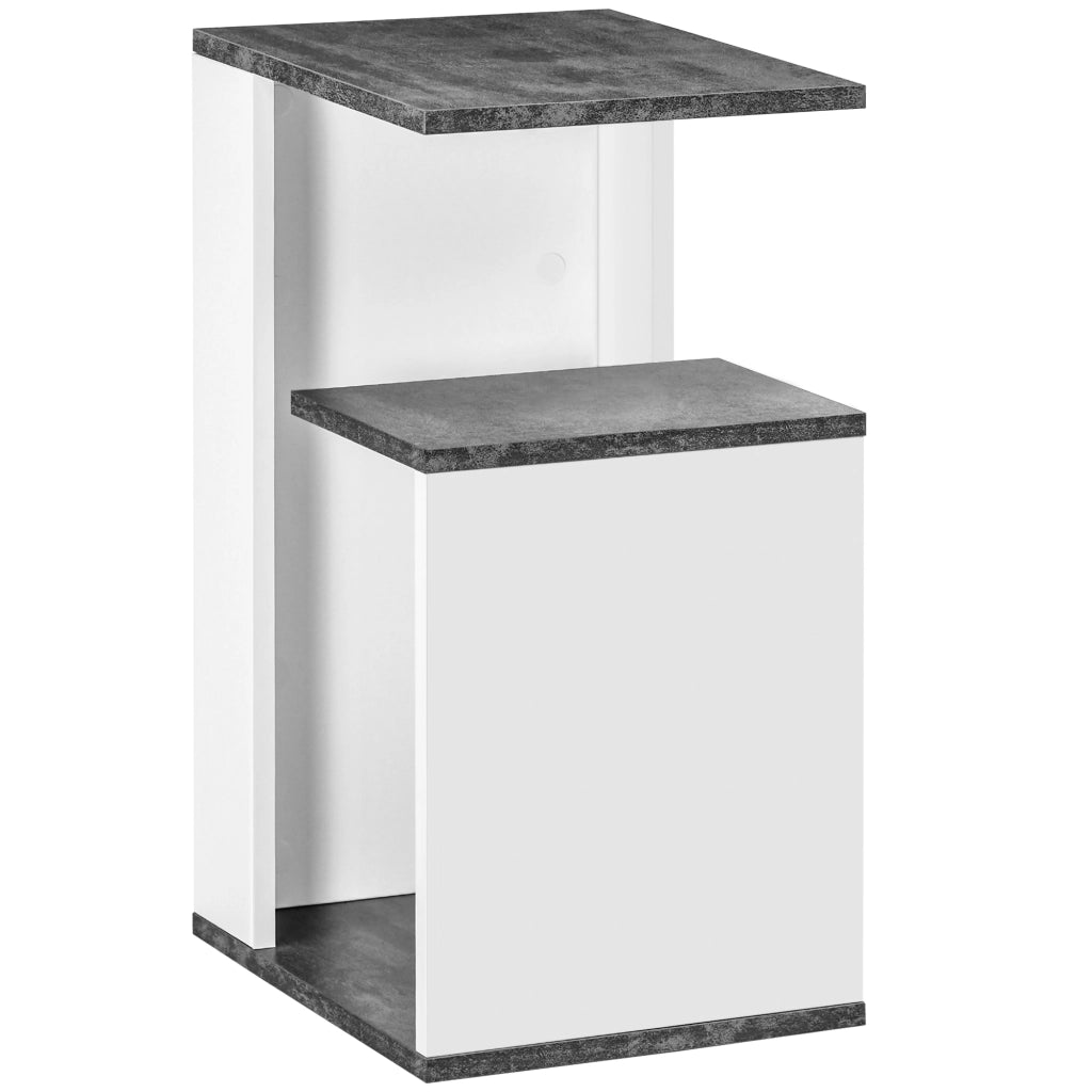 Comodino ¨C zephmum ¨C Grigio e Bianco 35x29,5x60 cm