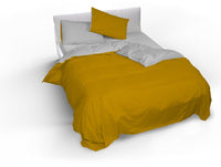 Copripiumino Singolo con Sacco e Federe Doubleface Senape/Grigio Chiaro