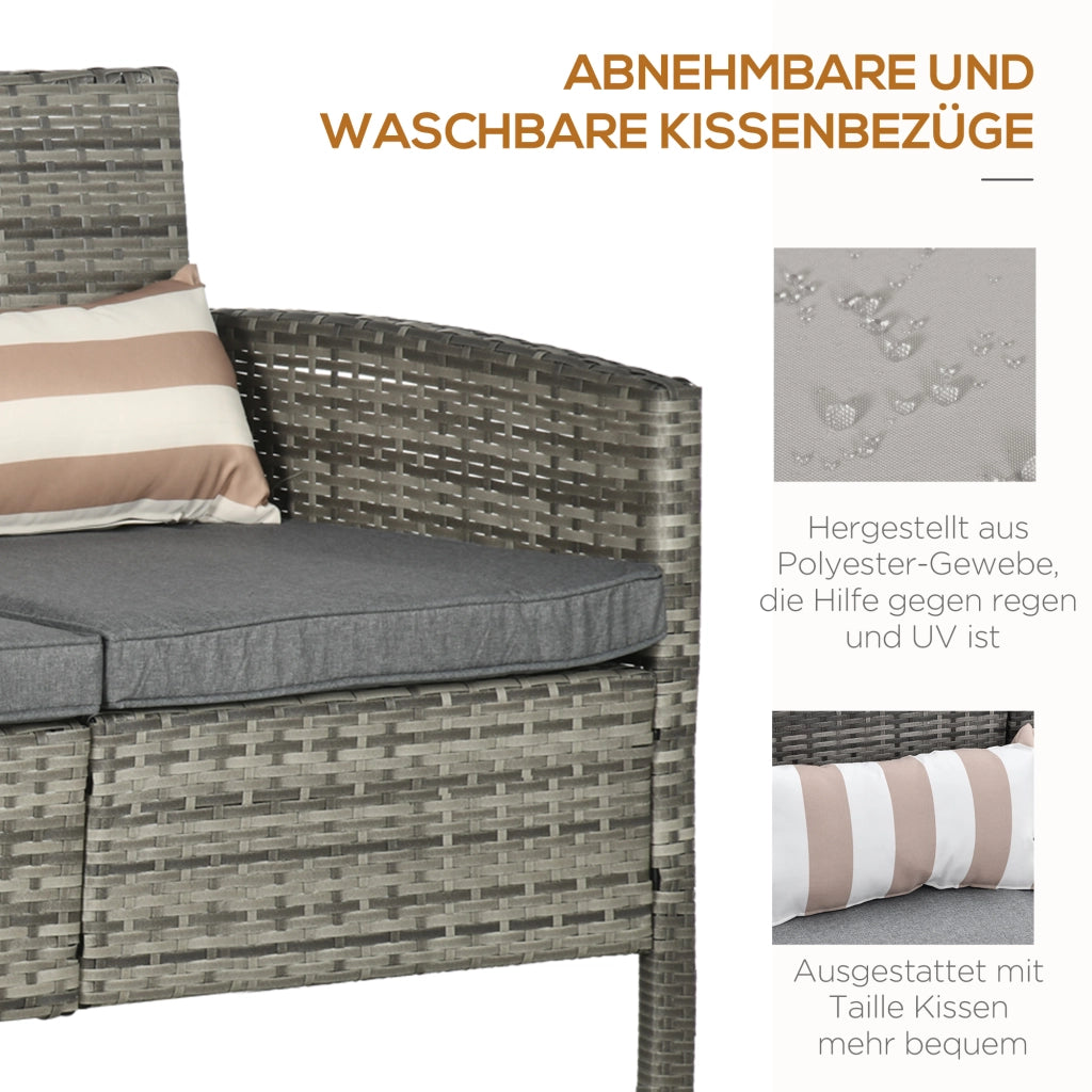 Divano 3 posti in rattan ¨C Xylo ¨C grigio con cuscini 173x68x78 cm