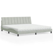 Letto con Materasso Hanko Grigio Chiaro 200x200cm Velluto 3208616