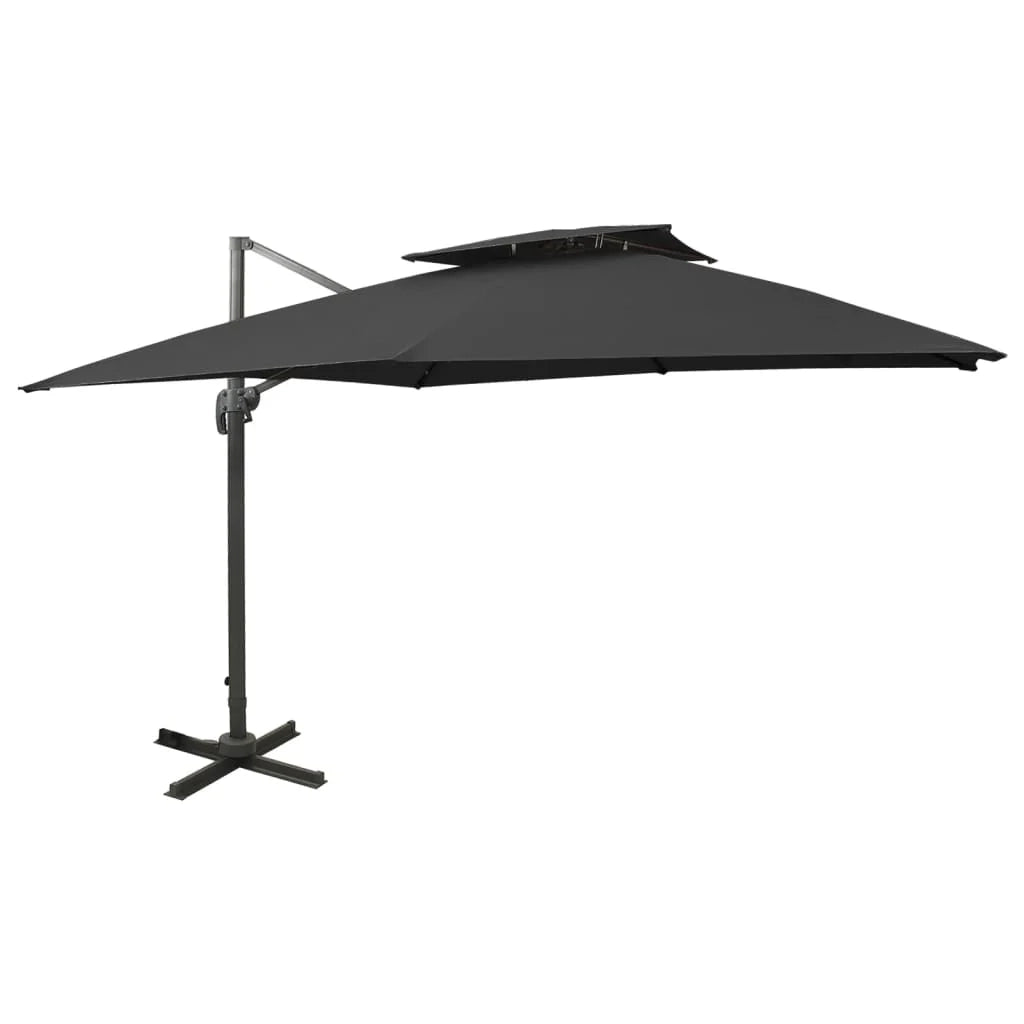 Ombrellone a braccio con doppia copertura 300 x 300 cm nero 02_0008558