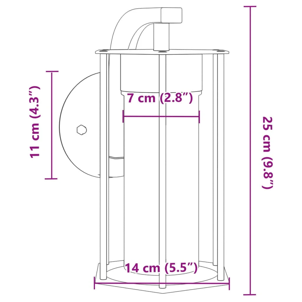 Set di 2 applique da esterno 14 x 14 x 25 cm resistenti alle intemperie in acciaio inox nero 02_0056576