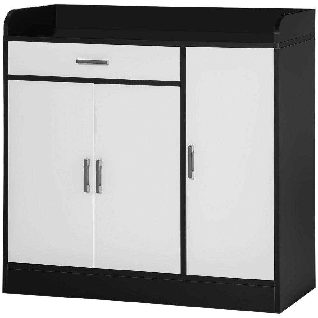 Mobiletto da Cucina Moderno con 2 Ante, Cassetto e Ripiani ¨C zephmum ¨C Bianco, MDF, 90x40x90 cm