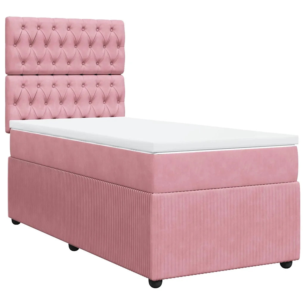 Giroletto a Molle con Materasso Rosa 80x200 cm in Velluto 3292201