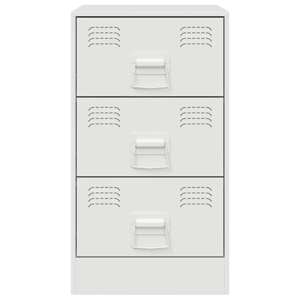 Comodino | Armadio da Notte | Mobiletto da notte Bianco 34,5x39x62 cm in Acciaio