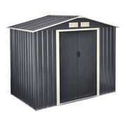 Casetta da Giardino Deposito Attrezzi da Esterno in Lamiera 213x127x185 cm - Grigio Scuro [en.casa]