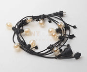 GFIN01- CATENA LUMINOSA 10 ATTACCHI PER LAMPADINE E14 PER ESTERNI IP44 5MT NERA
