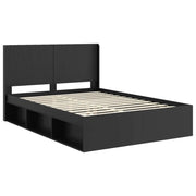 Letto matrimoniale | Letto per adulti | Struttura del letto con stoccaggio e testata Nero 135 x 190 cm