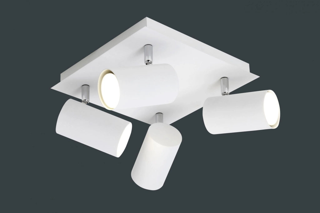 MARLEY PLAFONIERA QUADRATA 4 SPOTS SOFT BIANCO 24X24CM 4 LUCI ATTACCO GU10