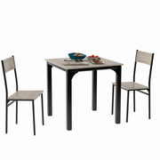 Set tavolo cucina e sedie con 1 tavolo e 2 sedie salvaspazio per interni in MDF e metallo naturale