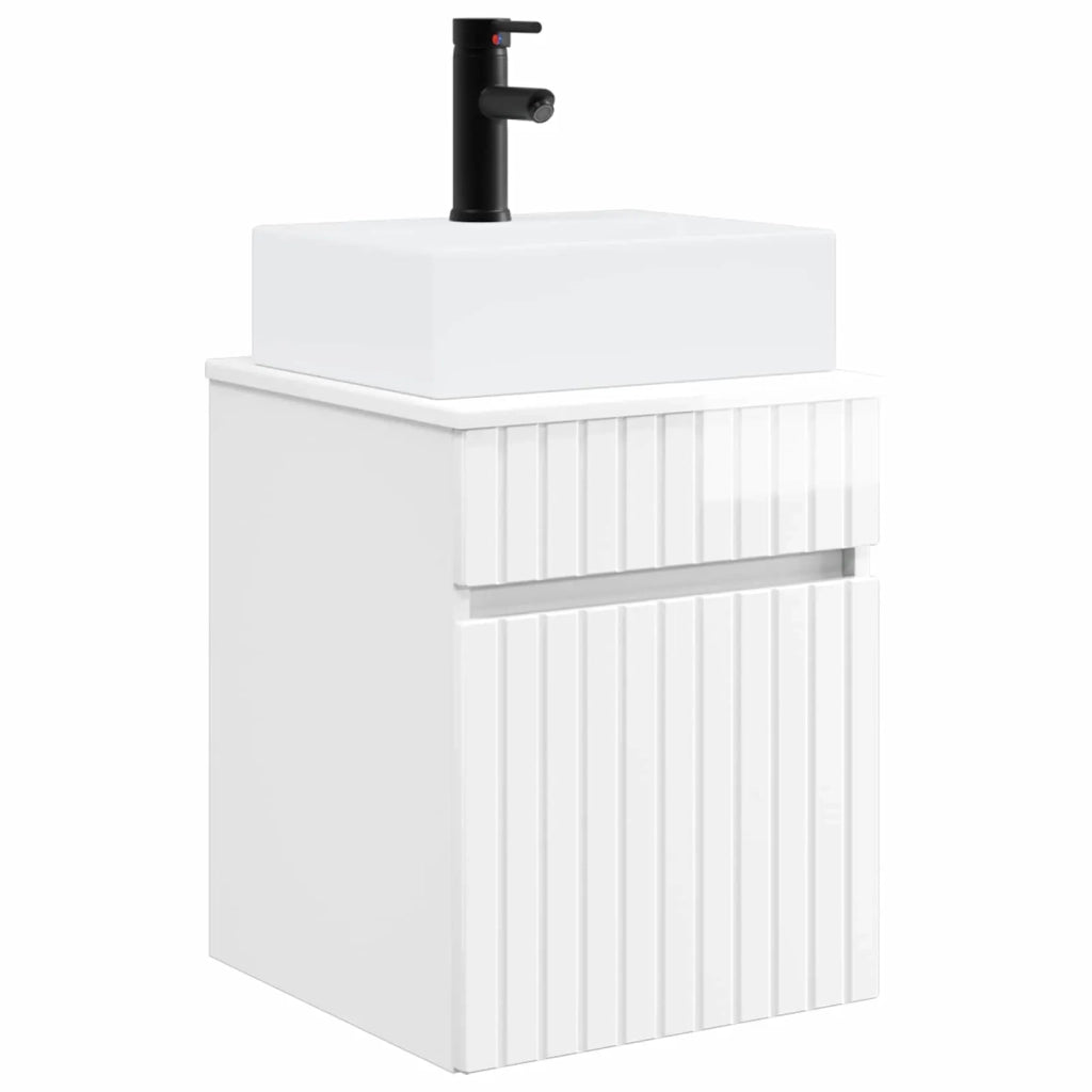 Mobile Lavabo da Parete Bianco Lucido 39 x 41 x 62,5 cm 890576