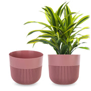 Vaso da fiori KADAX, coprivaso, 17 cm, plastica, rotondo, a coste, rosa