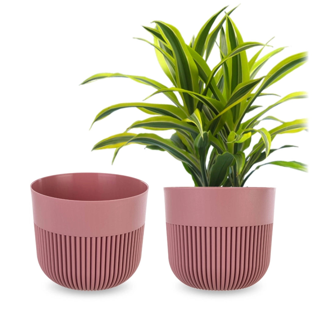Vaso da fiori KADAX, coprivaso, 17 cm, plastica, rotondo, a coste, rosa