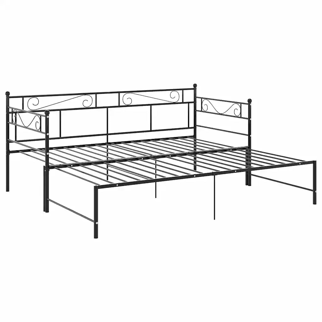 Telaio Divano Letto Estraibile Nero in Metallo 90x200 cm
