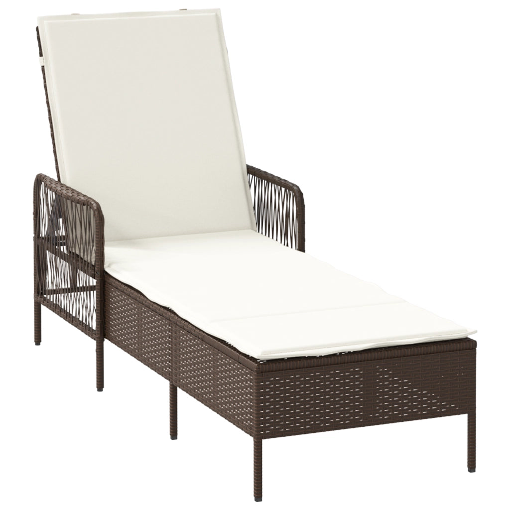 Set Lettino Prendisole Set di 3 Marrone e panna Polyrattan, metallo