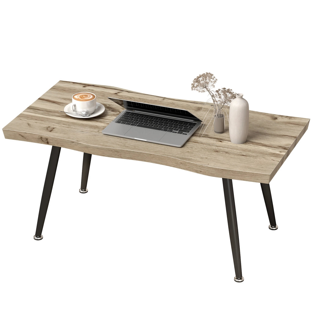 Tavolino da caff¨¨ in legno e acciaio ¨C Zephmum ¨C Nero e rovere 100x50x45