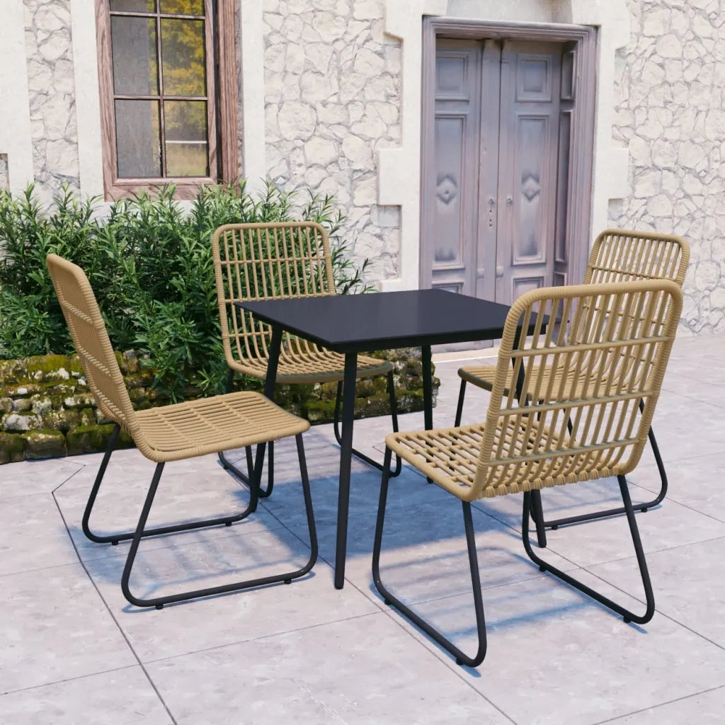 Set da Pranzo da Giardino 5 pz in Polyrattan e Vetro cod mxl 34642