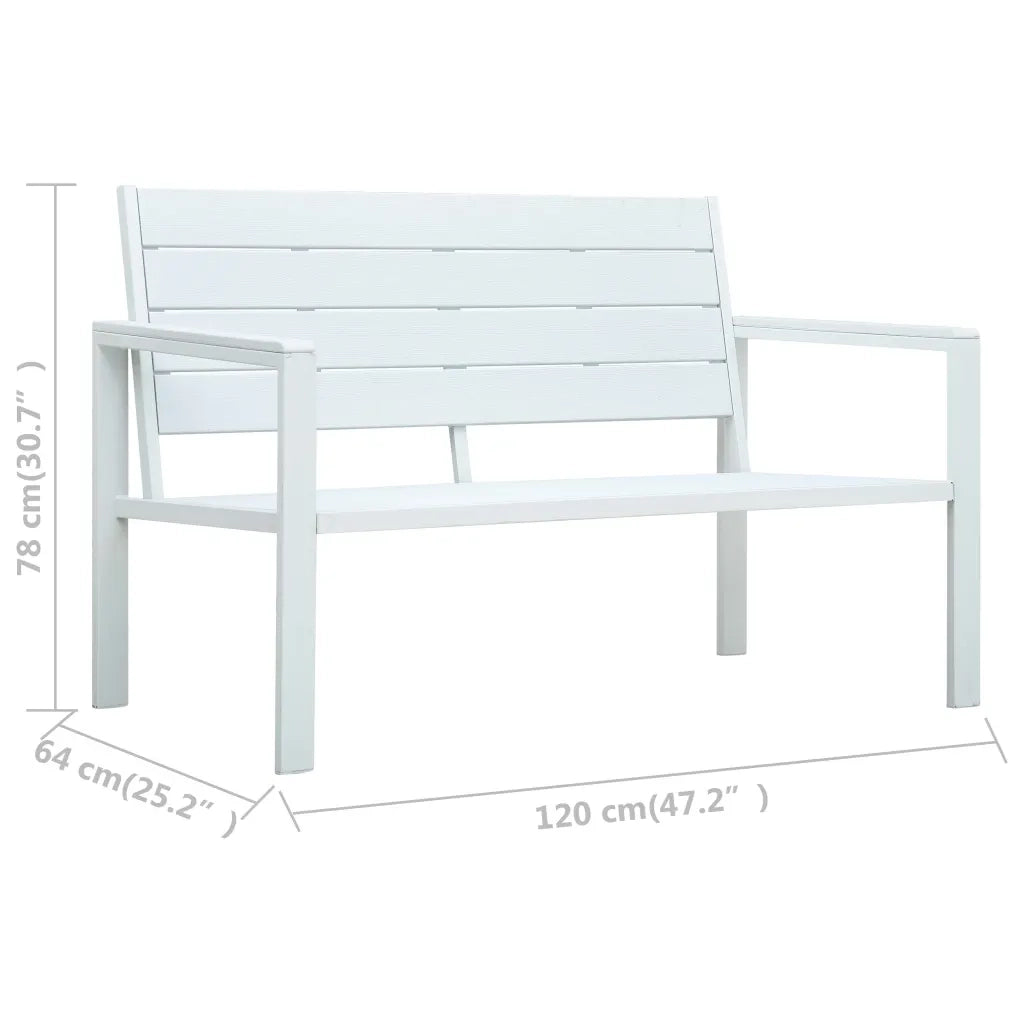 Panchina da Giardino 120 cm in HDPE Bianca con Aspetto Legno