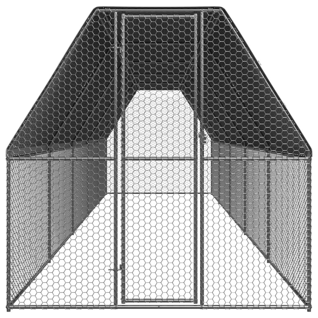 Pollaio da esterno 2 x 10 x 2 m in acciaio zincato con tetto impermeabile 02_0001687
