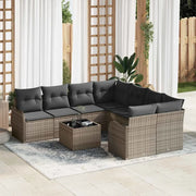 Set Divano da Giardino con cuscino 9 pcs Grigio polyrattan 3345639