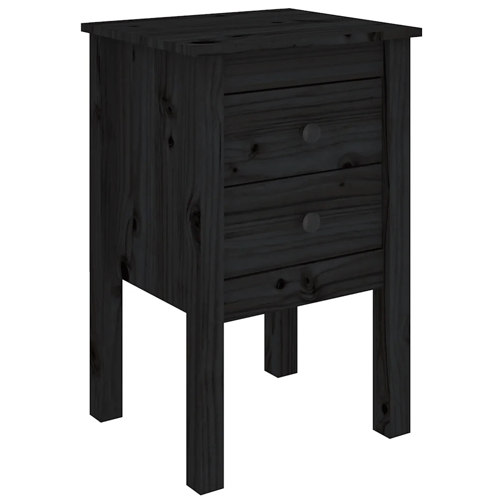Comodini 2 pz Nera 40x35x61,5 cm in Legno Massello di Pino cod mxl 30426