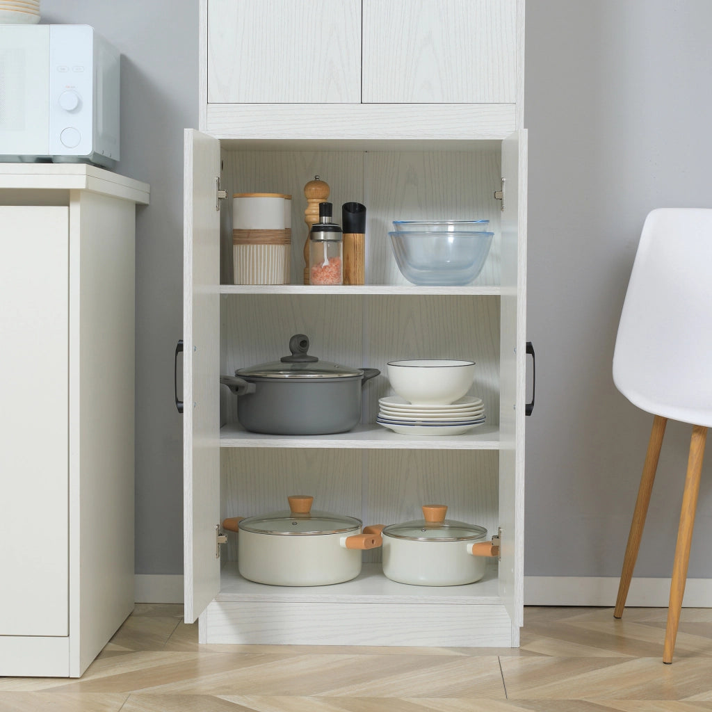 Armadio Cucina con 4 Ante e 5 Ripiani Aperti ¨C zephmum ¨C Bianco 60x36x168 cm