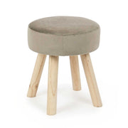 Set di 2 Sgabelli Rotondi in Velluto con Gambe in Legno - MIREILLE