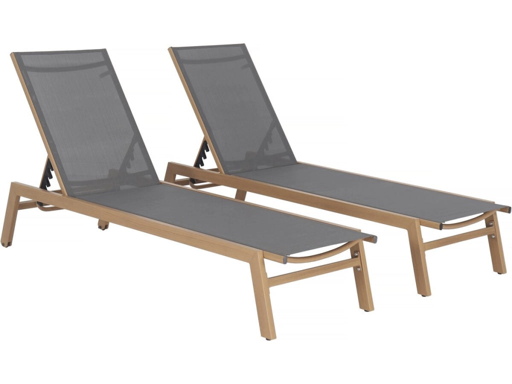 Set di 2 lettini "Elysia" in alluminio finto legno - Grigio