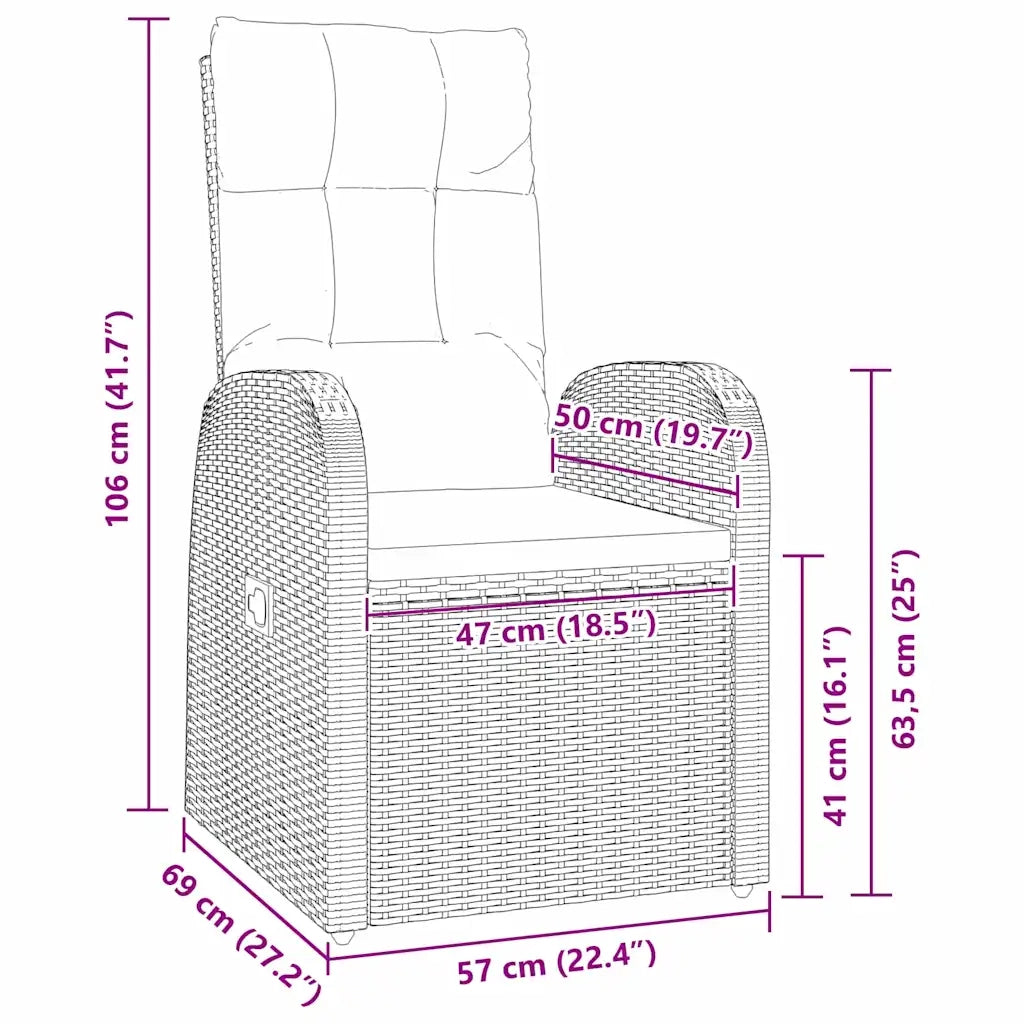 Set da Pranzo per Giardino con cuscino 5 pcs Nero polyrattan 3379508