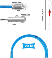 Aiuto di ingresso cavo 20 m - Filo di ingresso in poliestere - Antenna di guida/Ritiro - Adatto per fibra ottica/Corrente - Peso 257 g - Dimensioni 2000 × 0,36 cm - Filo di ritiro